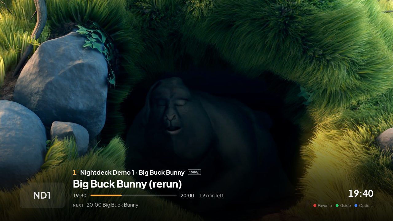 Full screen with channel banner